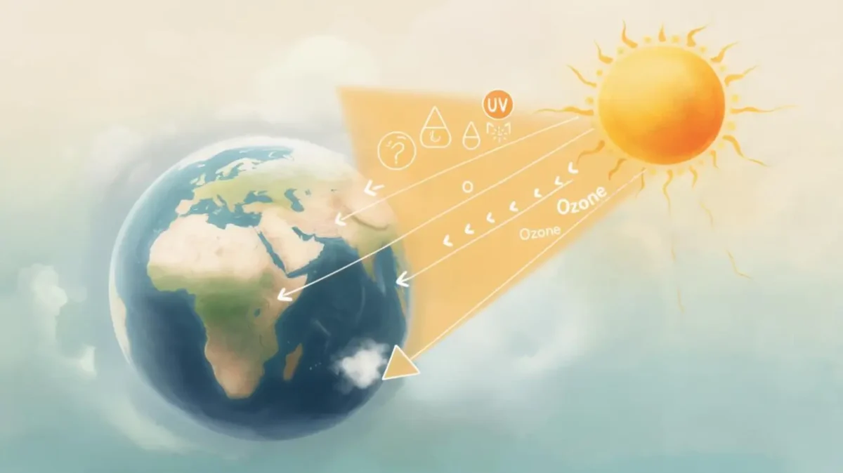 SEBA Class 10 Science Chapter 15 MCQs Our Environment | আমাৰ পৰিৱেশ Most Important MCQs Assam HSLC 1 Diagram of UV rays from the sun for SEBA Class 10 Science Chapter 15 MCQs Our Environment