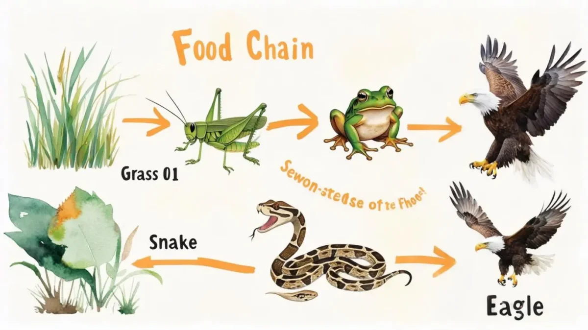 SEBA Class 10 Science Chapter 15 MCQs Our Environment | আমাৰ পৰিৱেশ Most Important MCQs Assam HSLC 2 Diagram of a food chain for SEBA Class 10 Science Chapter 15 MCQs Our Environment