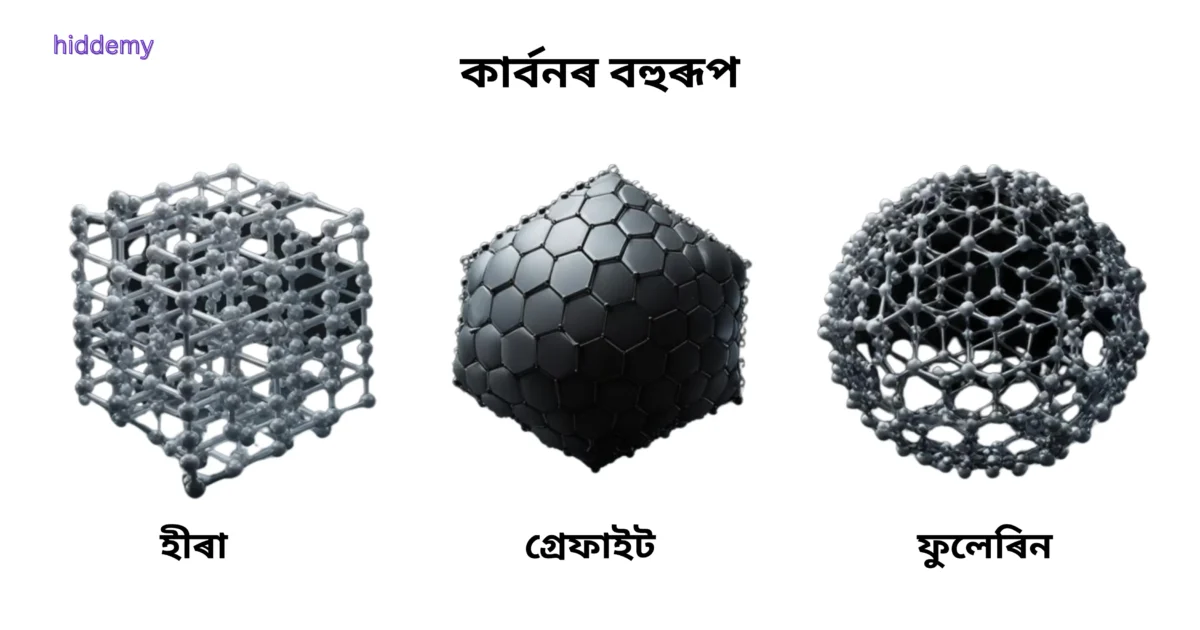 SEBA Class 10 Science Chapter 4 MCQs কাৰ্বন আৰু তাৰ যৌগ Carbon And Its Compounds Most Important MCQs Assam HSLC 2 Structure of carbon allotropes (diamond, graphite, fullerene) for SEBA Class 10 Science Chapter 4 MCQs কাৰ্বন আৰু তাৰ যৌগ
