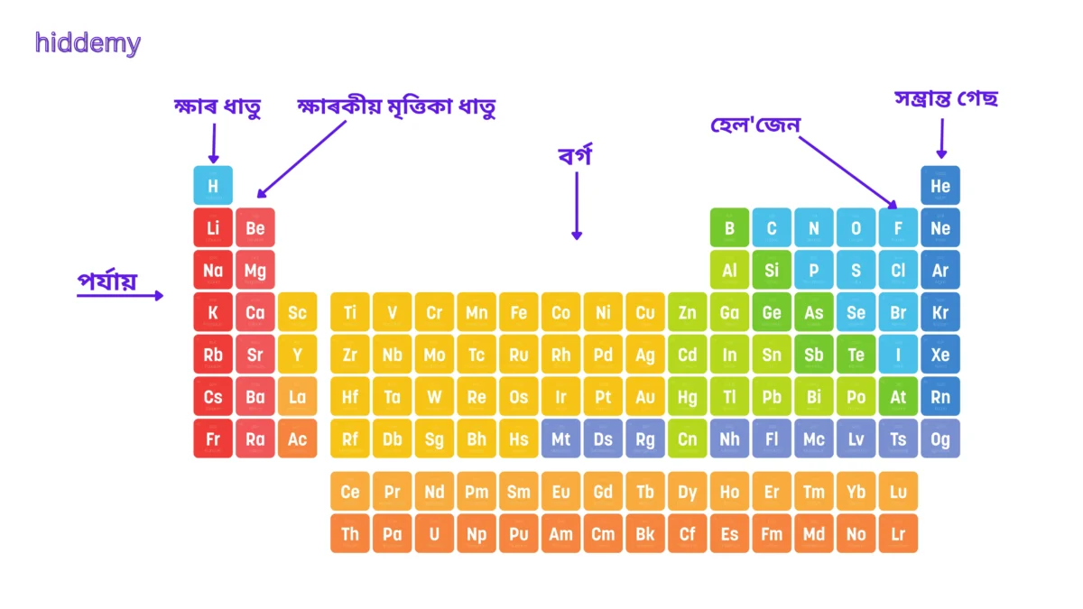 SEBA Class 10 Science Chapter 5 Notes Periodic Classification of Elements (মৌলৰ পৰ্যাবৃত্ত শ্রেণীবিভাজন) | Assamese Medium 2 Diagram for SEBA Class 10 Science Chapter 5 Periodic Table Structure
