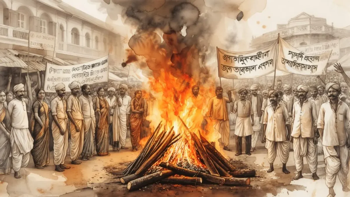 SEBA Class 10 Social Science History Chapter 1 MCQs | বংগ বিভাজন (১৯০৫-১৯১১) আৰু স্বদেশী আন্দোলন Partition of Bengal and Swadeshi Movement Most Important MCQs 2 Image of khadi promotion during the Swadeshi Movement